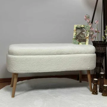 Puff med oppbevaring Atelier Del Sofa Oslo Wellsoft (90 x 46 x 35 cm) Hvit - Møbler - Stoler - Krakk - Puff