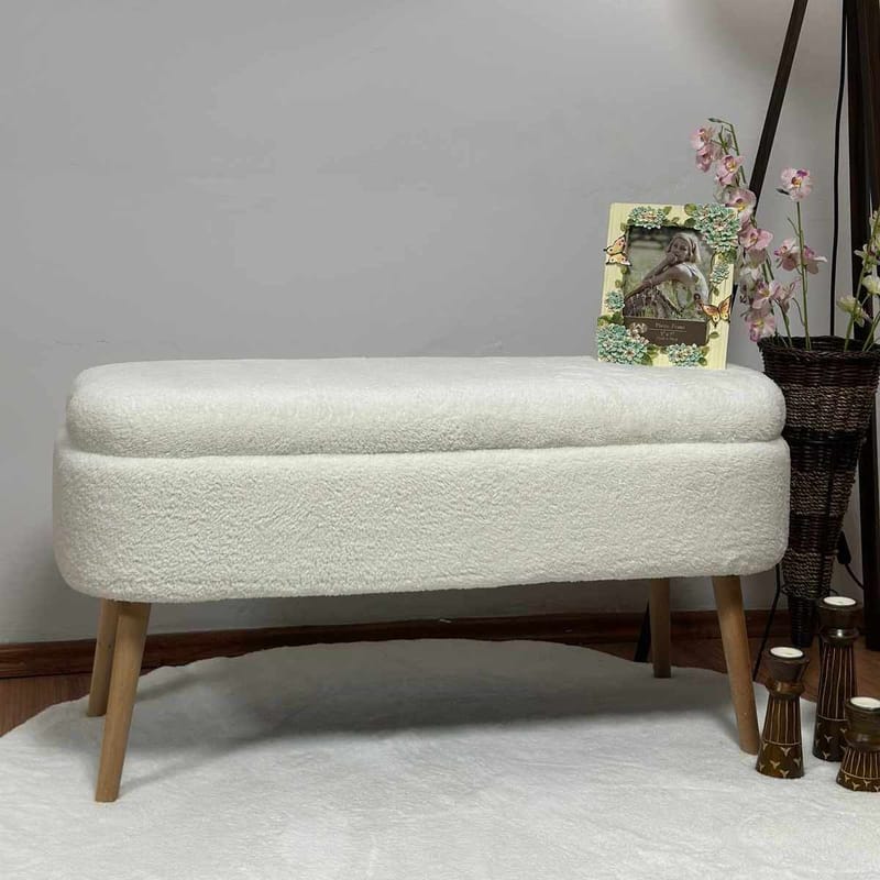 Puff med oppbevaring Atelier Del Sofa Oslo Wellsoft (90 x 46 x 35 cm) Hvit - Møbler - Stoler - Krakk - Puff