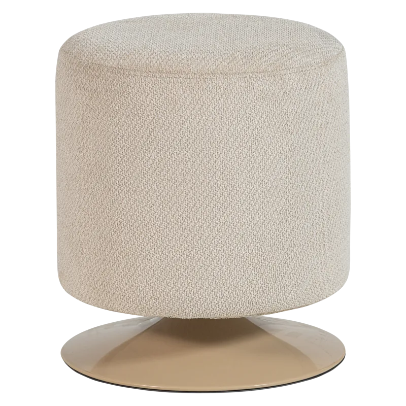 Puff med snurrefot Islen 39 cm rundt, Beige