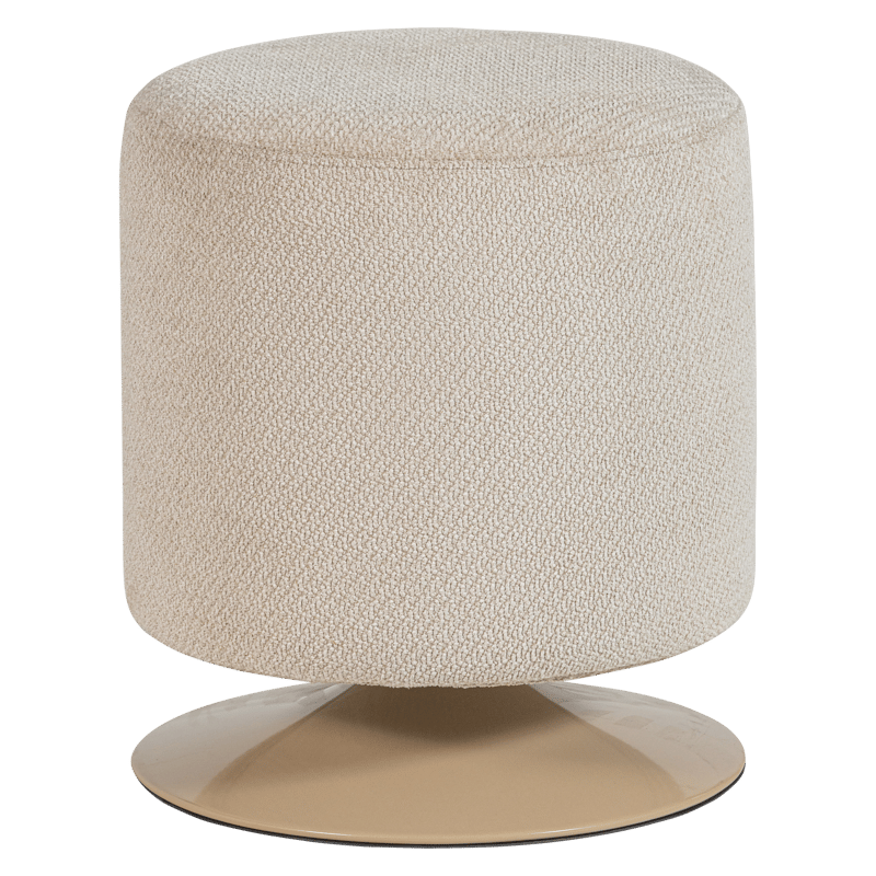 Puff med snurrefot Islen 39 cm rundt, Beige