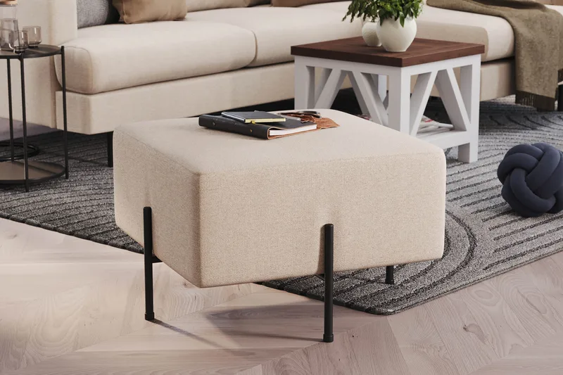 Menard Compact Sittepuff 60 cm Kvadratisk - Beige - Møbler - Stoler - Krakk - Puff