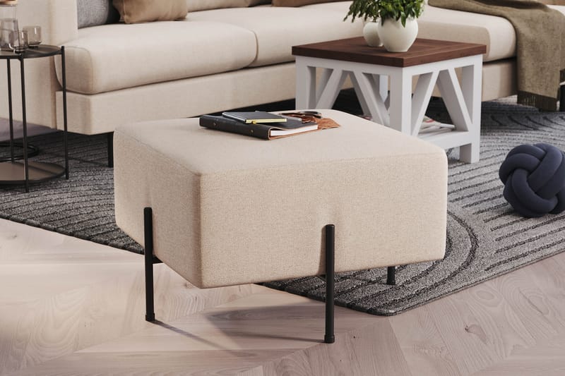 Menard Compact Sittepuff 60 cm Kvadratisk - Beige - Møbler - Stoler - Krakk - Puff