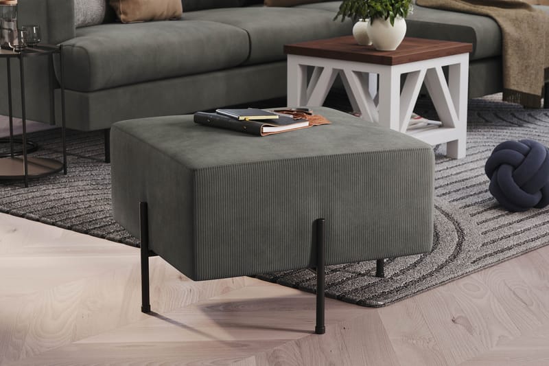 Menard Compact Sittepuff 60 cm Kvadratisk - Grå - Møbler - Stoler - Krakk - Puff