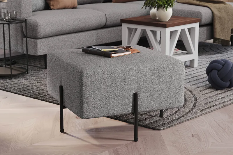 Menard Compact Sittepuff 60 cm Kvadratisk - Grå - Møbler - Stoler - Krakk - Puff