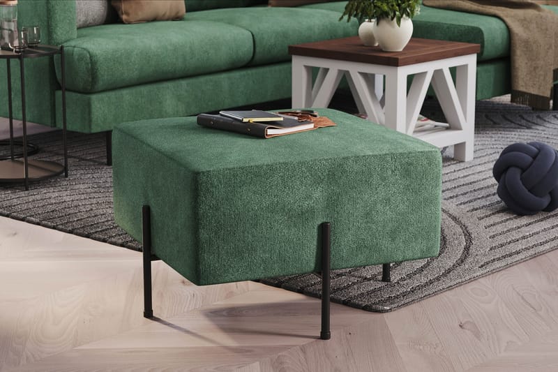 Menard Compact Sittepuff 60 cm Kvadratisk - Grønn - Møbler - Stoler - Krakk - Puff