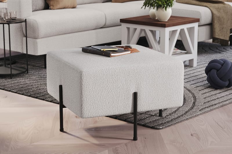 Menard Compact Sittepuff 60 cm Kvadratisk - Hvit - Møbler - Stoler - Krakk - Puff