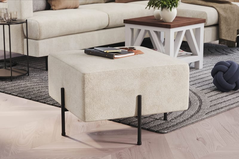 Menard Compact Sittepuff 60 cm Kvadratisk - Hvit - Møbler - Stoler - Krakk - Puff