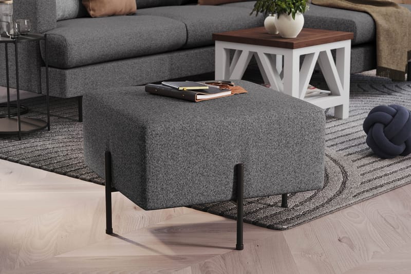 Menard Compact Sittepuff 60 cm Kvadratisk - Mørkegrå - Møbler - Stoler - Krakk - Puff