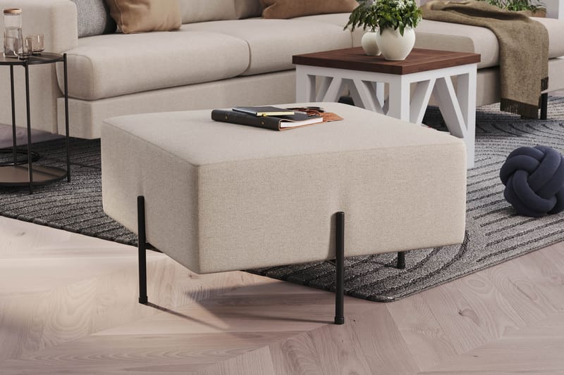 Menard Compact Sittepuff 70 cm Kvadratisk - Beige - Møbler - Stoler - Krakk - Puff