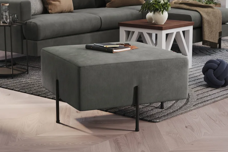 Menard Compact Sittepuff 70 cm Kvadratisk - Grå - Møbler - Stoler - Krakk - Puff