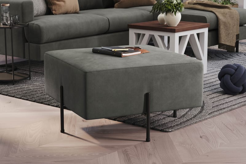 Menard Compact Sittepuff 70 cm Kvadratisk - Grå - Møbler - Stoler - Krakk - Puff