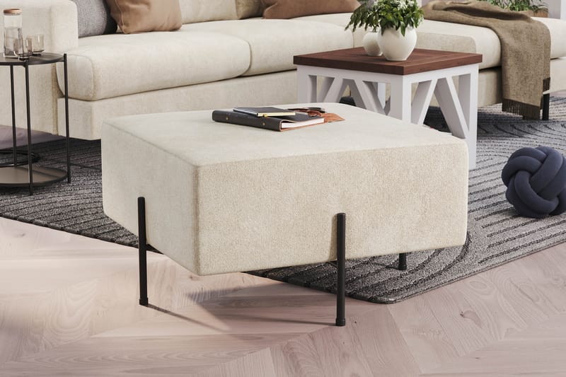 Menard Compact Sittepuff 70 cm Kvadratisk - Hvit - Møbler - Stoler - Krakk - Puff