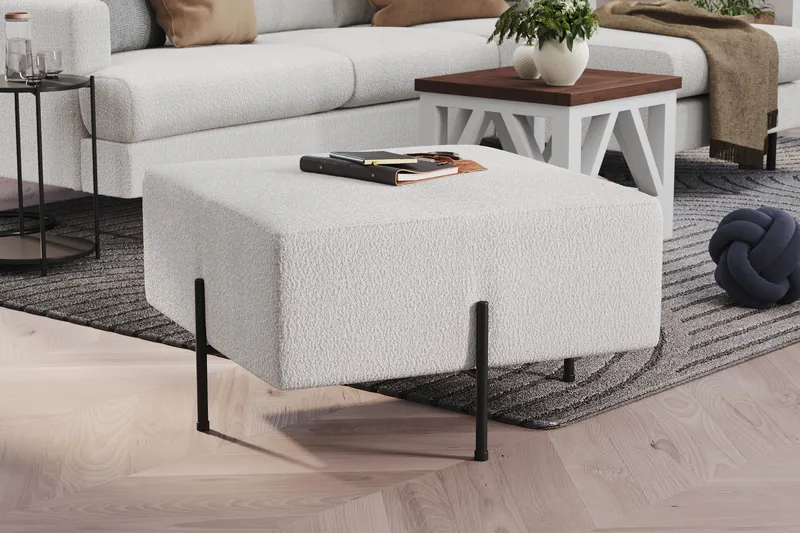 Menard Compact Sittepuff 70 cm Kvadratisk - Hvit - Møbler - Stoler - Krakk - Puff