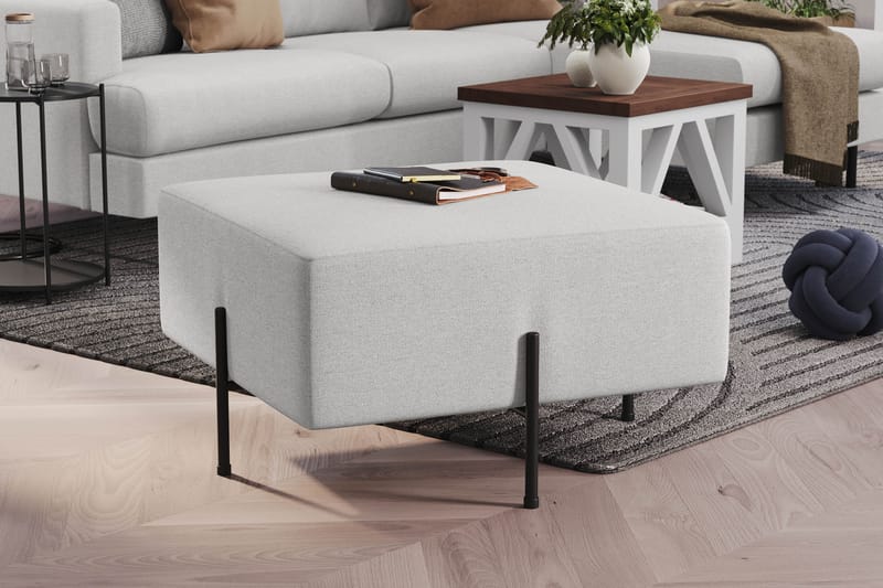 Menard Compact Sittepuff 70 cm Kvadratisk - Lys grå - Møbler - Stoler - Krakk - Puff