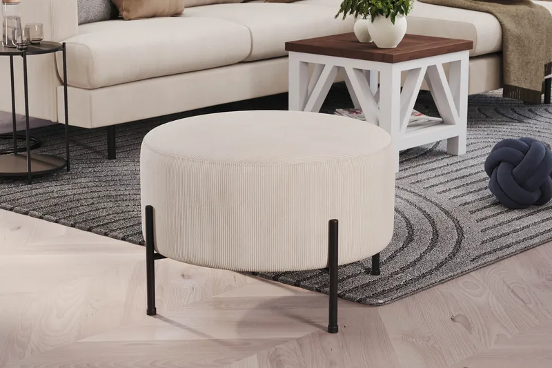 Menard Compact Sittepuff Rund 60 cm - Beige - Møbler - Stoler - Krakk - Puff