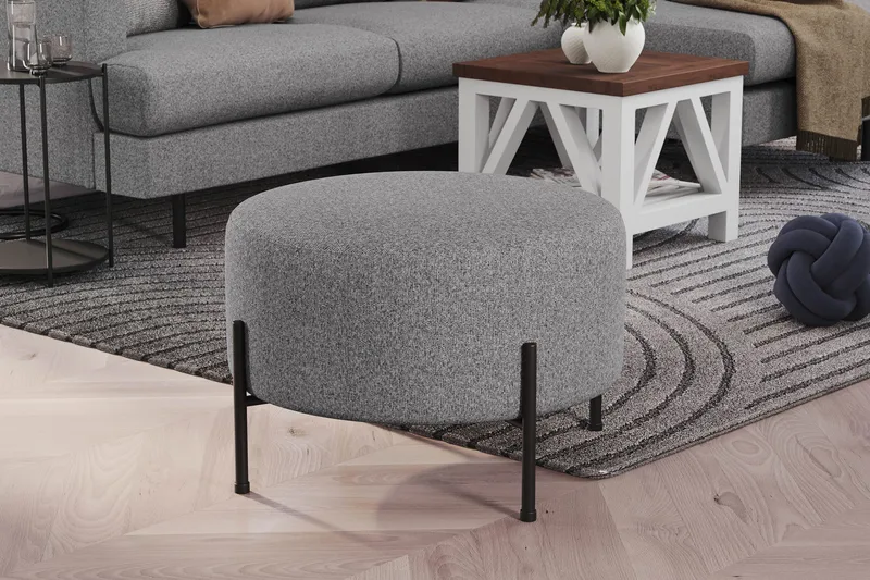 Menard Compact Sittepuff Rund 60 cm - Grå - Møbler - Stoler - Krakk - Puff