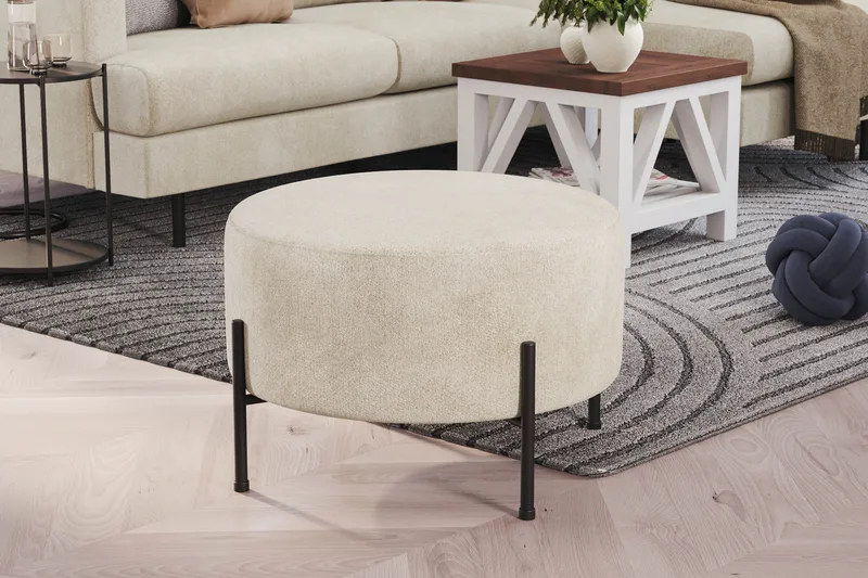 Menard Compact Sittepuff Rund 60 cm - Hvit - Møbler - Stoler - Krakk - Puff