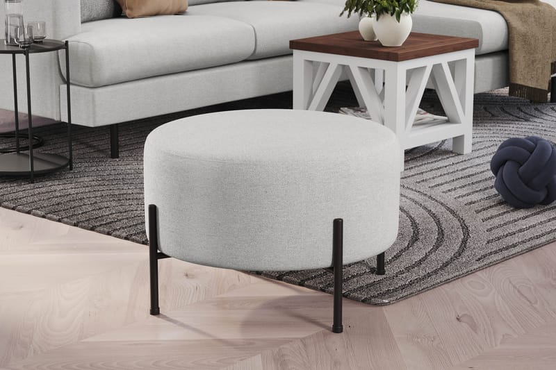 Menard Compact Sittepuff Rund 60 cm - Lys grå - Møbler - Stoler - Krakk - Puff