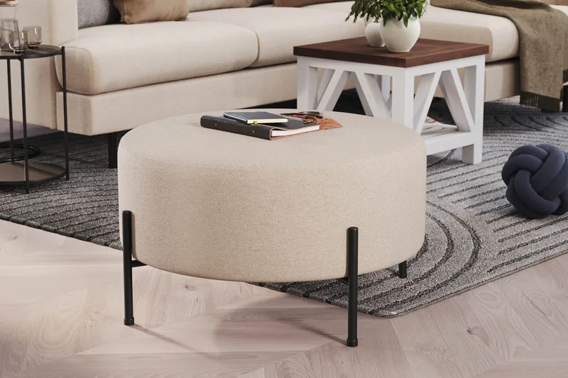 Menard Compact Sittepuff Rund 70 cm - Beige - Møbler - Stoler - Krakk - Puff