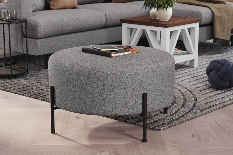 Menard Compact Sittepuff Rund 70 cm - Grå - Møbler - Stoler - Krakk - Puff