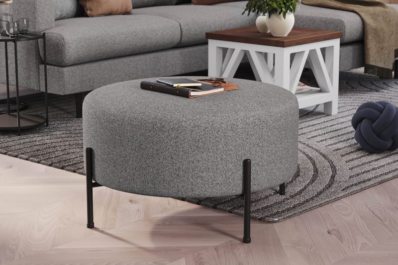 Menard Compact Sittepuff Rund 70 cm - Grå - Møbler - Stoler - Krakk - Puff