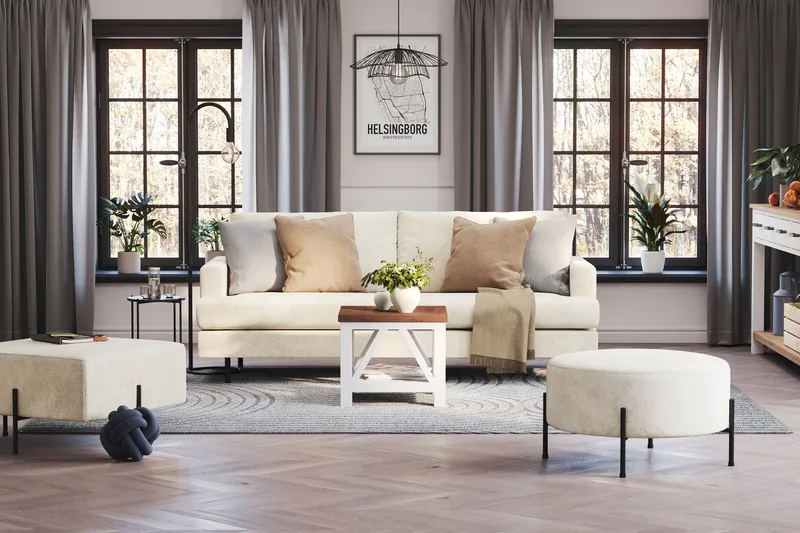 Menard Compact Sittepuff Rund 70 cm - Hvit - Møbler - Stoler - Krakk - Puff