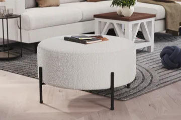 Menard Compact Sittepuff Rund 70 cm - Hvit - Møbler - Stoler - Krakk - Puff