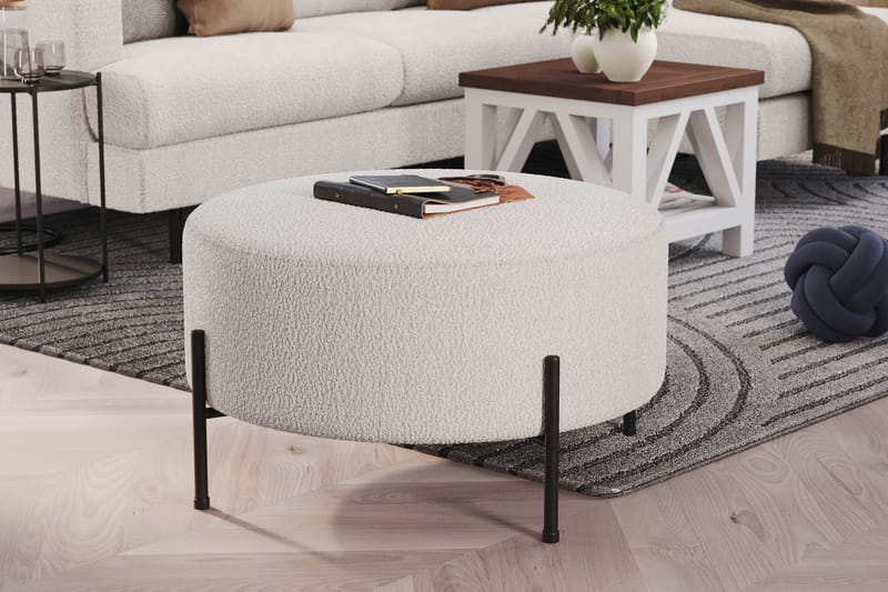 Menard Compact Sittepuff Rund 70 cm - Hvit - Møbler - Stoler - Krakk - Puff