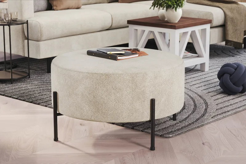 Menard Compact Sittepuff Rund 70 cm - Hvit - Møbler - Stoler - Krakk - Puff