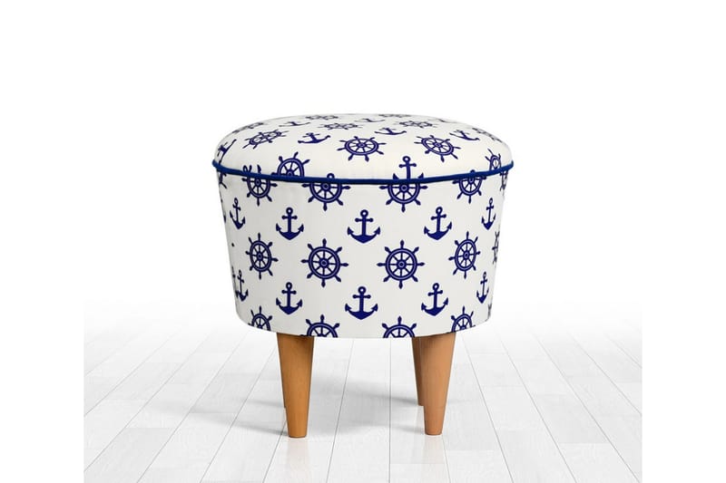 Pradera Sittepuff 42 cm - Hvit/Blå - Møbler - Stoler - Krakk - Puff