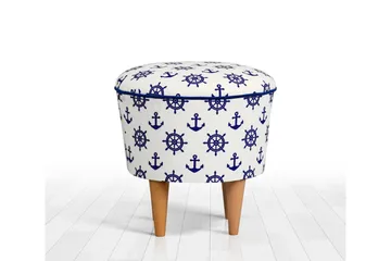 Pradera Sittepuff 42 cm - Hvit/Blå - Møbler - Stoler - Krakk - Puff