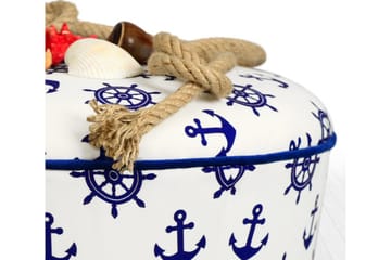 Pradera Sittepuff 42 cm - Hvit/Blå - Møbler - Stoler - Krakk - Puff