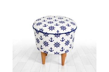 Pradera Sittepuff 42 cm - Hvit/Blå - Møbler - Stoler - Krakk - Puff