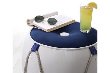 Redlands Sittepuff 42 cm - Hvit/Blå - Møbler - Stoler - Krakk - Puff