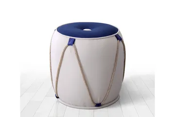 Redlands Sittepuff 42 cm - Hvit/Blå - Møbler - Stoler - Krakk - Puff