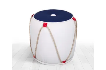 Redlands Sittepuff 42 cm - Hvit/Rød - Møbler - Stoler - Krakk - Puff