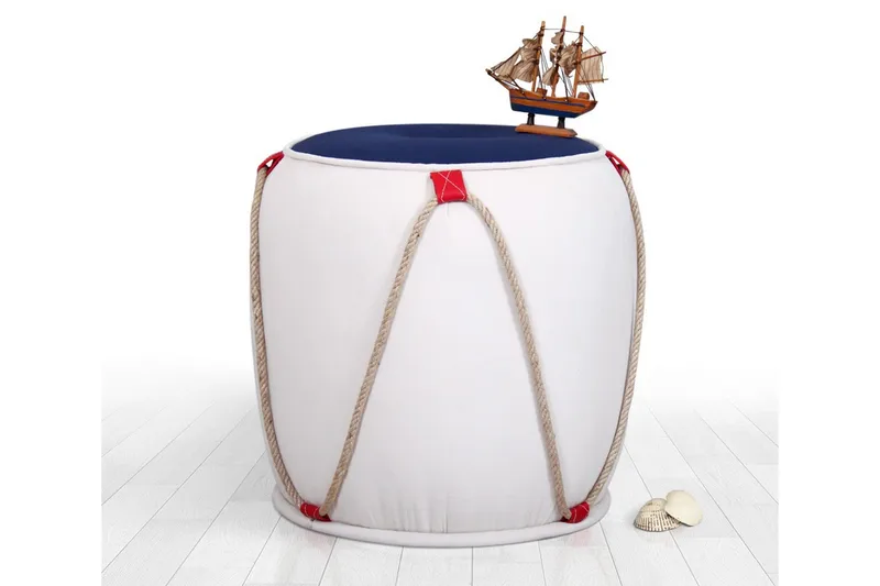 Redlands Sittepuff 42 cm, Hvit/Rød