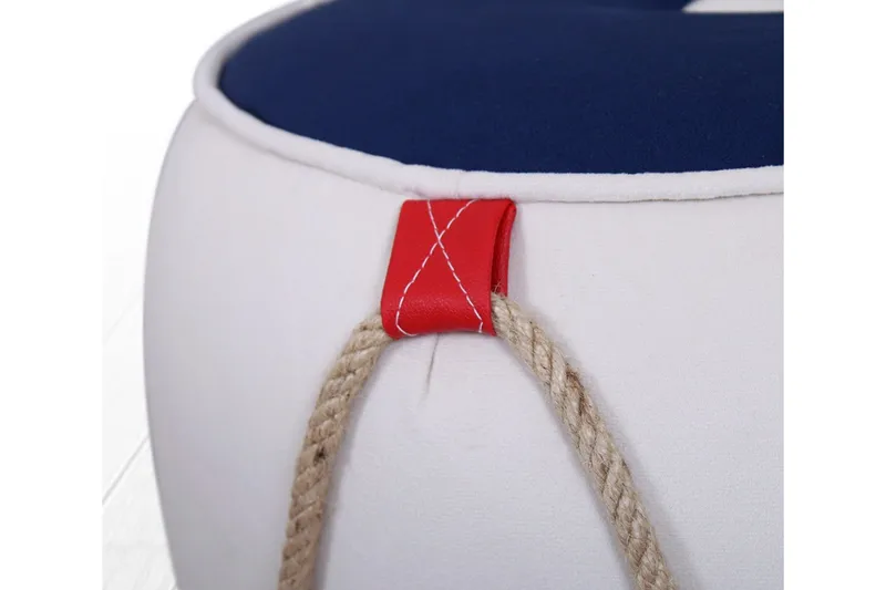 Redlands Sittepuff 42 cm - Hvit/Rød - Møbler - Stoler - Krakk - Puff