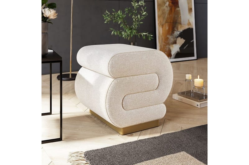 Puff Sanina Krem - Cremehvit - Møbler - Stoler - Krakk - Puff