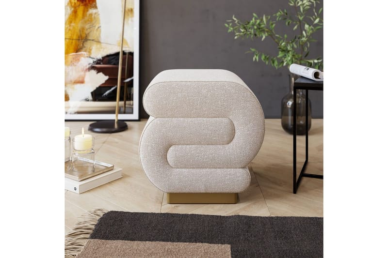 Puff Sanina Krem - Cremehvit - Møbler - Stoler - Krakk - Puff