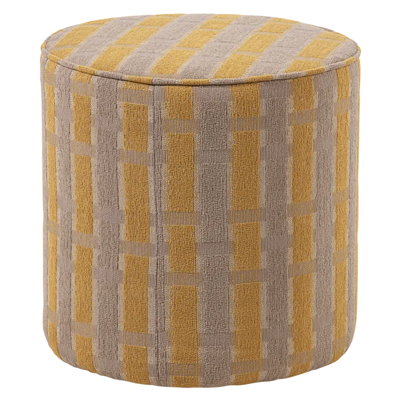 Puff Sarli 46 cm rundt, Taupe/Gul
