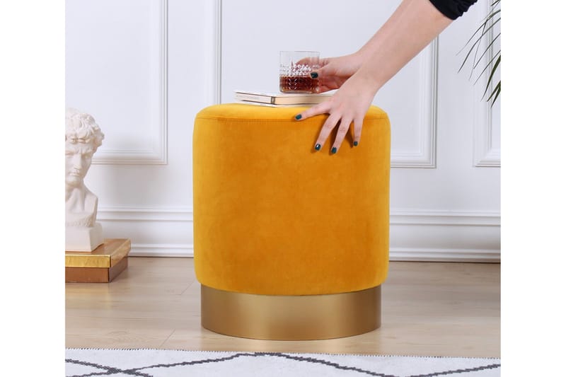 Sittepuff Rockville 40 cm - Sennepsgul - Møbler - Stoler - Krakk - Puff