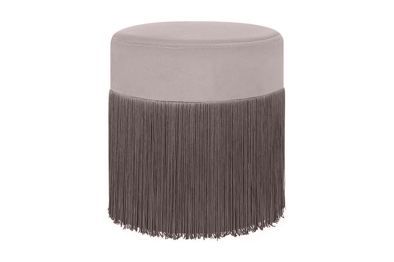 Sittepuff Sakhia med Frynser Fløyel, Beige