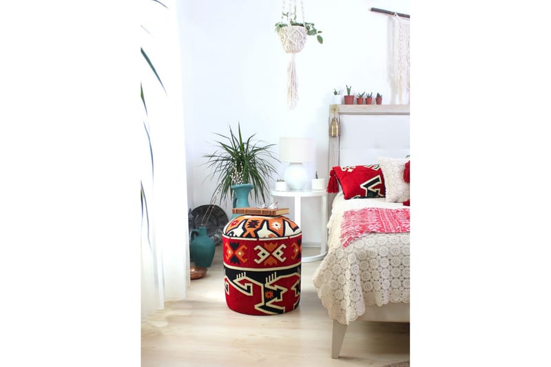 Sittepuff Williamsport 40 cm - Rød/Hvit - Møbler - Stoler - Krakk - Puff