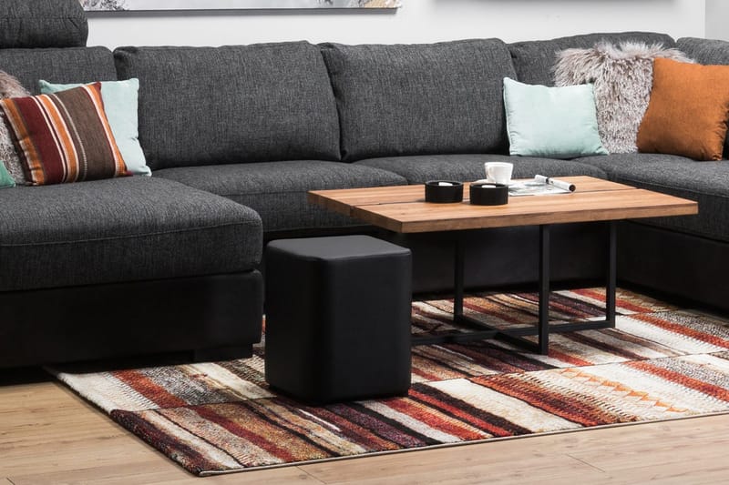 Square Puff Lær - Svart - Møbler - Stoler - Krakk - Puff