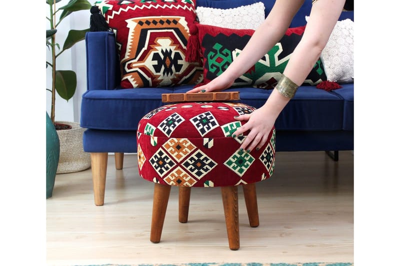 Tarrytown Sittepuff 46 cm - Rød/Grønn - Møbler - Stoler - Krakk - Puff