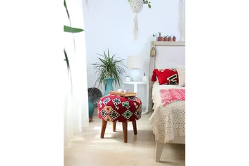 Tarrytown Sittepuff 46 cm - Rød/Grønn - Møbler - Stoler - Krakk - Puff