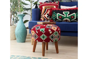 Tarrytown Sittepuff 46 cm - Rød/Grønn - Møbler - Stoler - Krakk - Puff