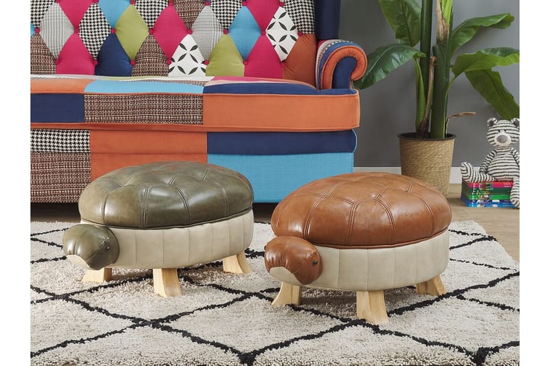 Tartaruga Sittepuff - Kunstlær/Grønn/Beige - Møbler - Stoler - Krakk - Puff