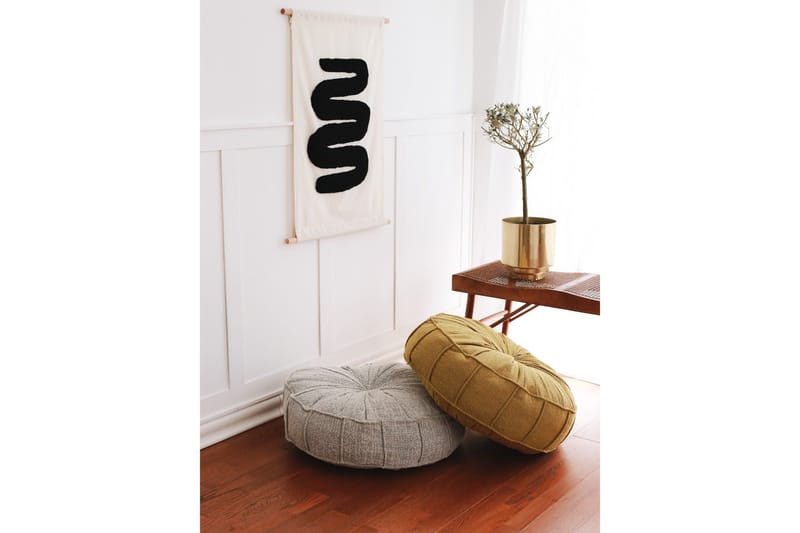 Vintage Sittepuff 60 cm - Gul - Møbler - Stoler - Krakk - Puff